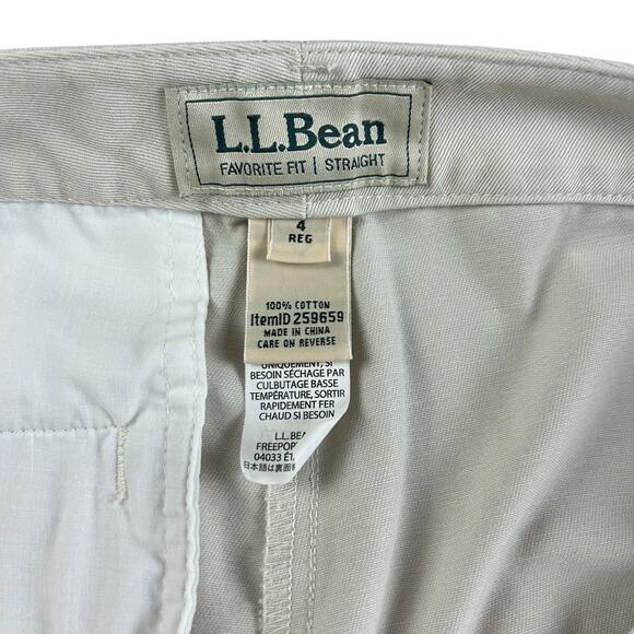 L.L.Bean Favorite Fit Pants Women Sze 4 Cream Flat Front Classic Straight Khaki - Picture 8 of 12
